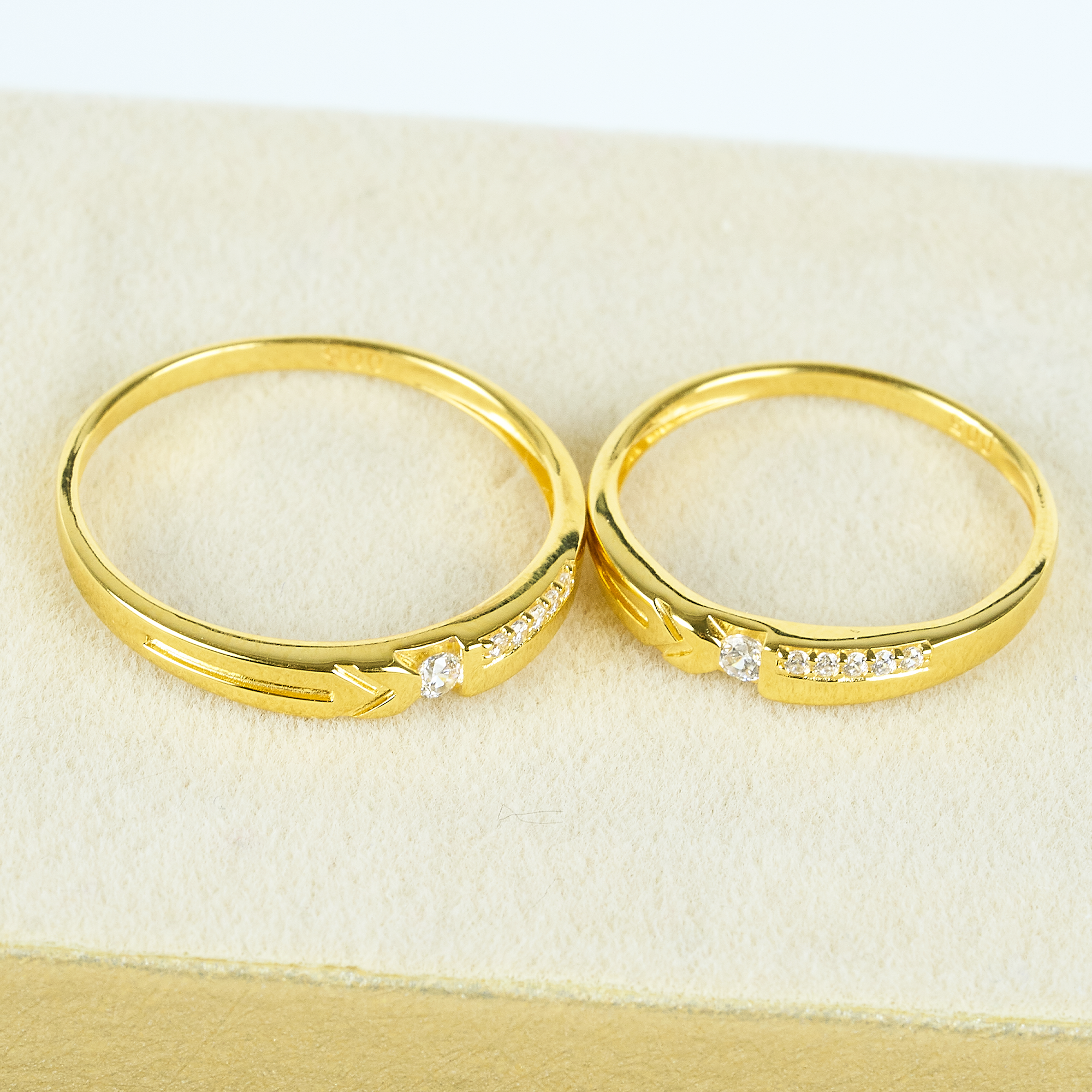 Cặp Nhẫn cưới vàng 61% (14K) đính CZ VNXMXMV300090.100 -VNXMXMV300091.170