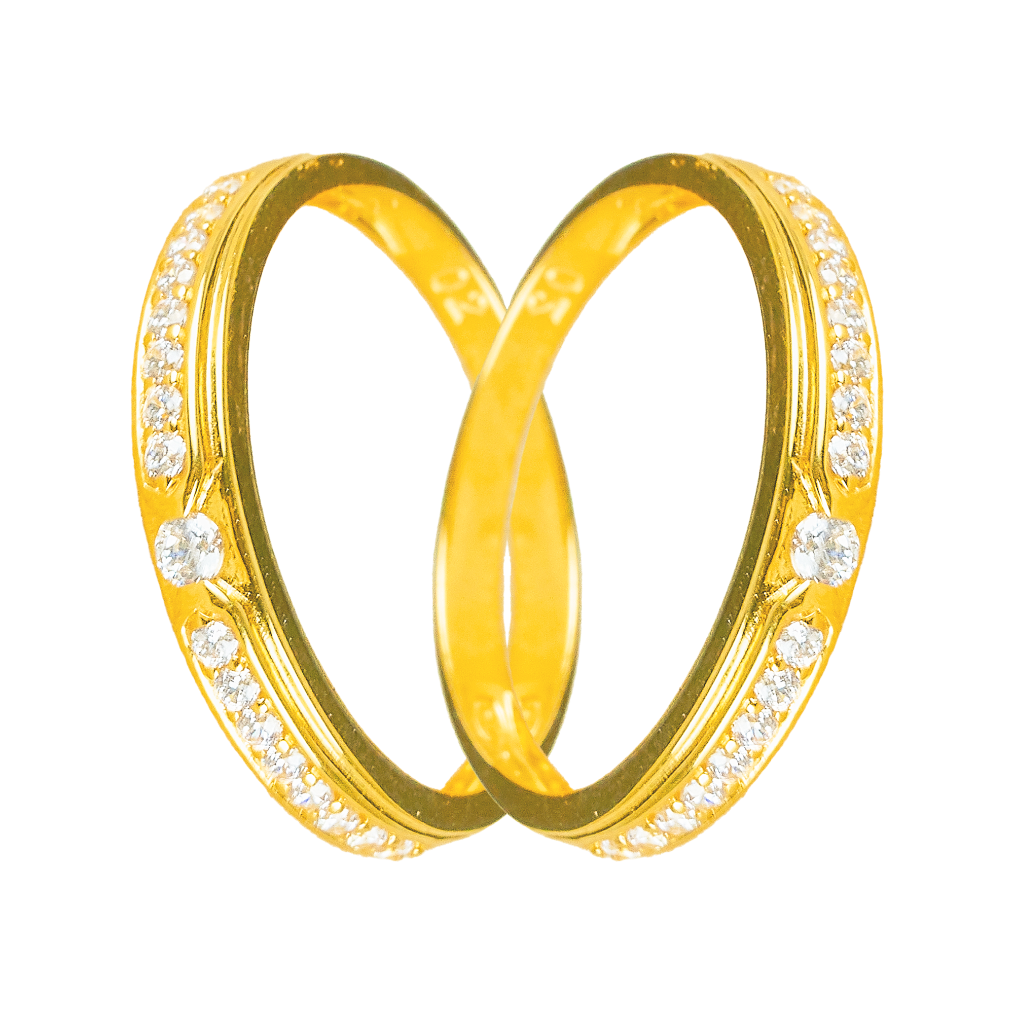 Cặp nhẫn cưới vàng 61% (14K) đính CZ VNXMXMV300074.120 - VNXMXMV300073.200
