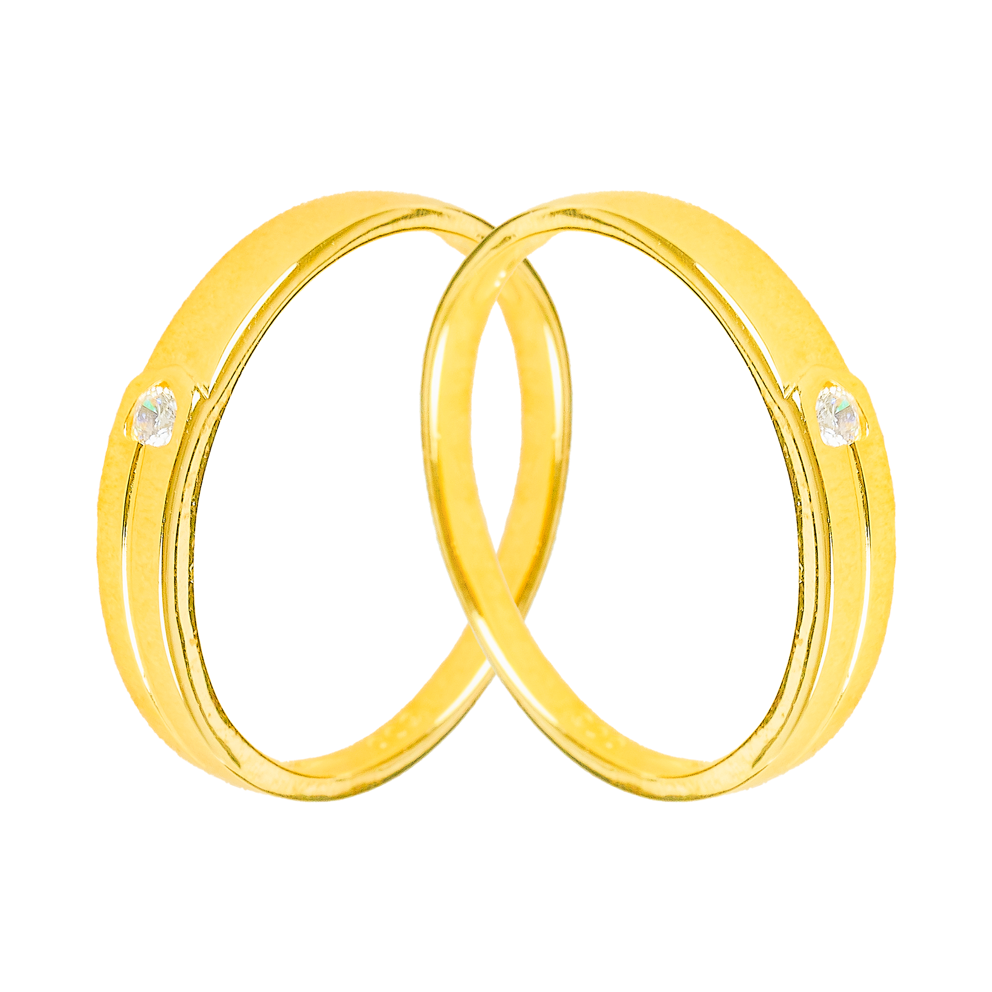 Cặp Nhẫn cưới vàng 61% (14K) đính CZ VNXM00V300023.190 - VNXM00V300024.120