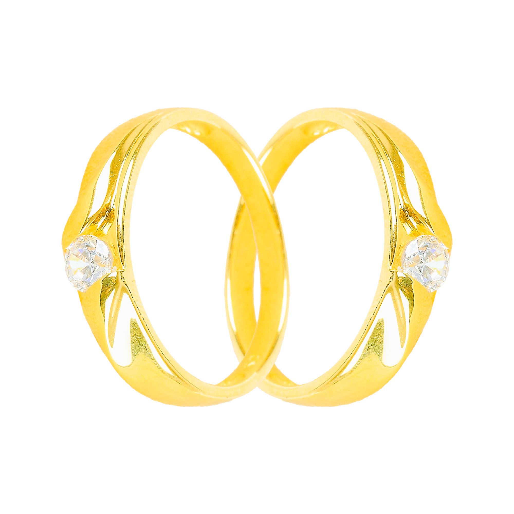 Cặp nhẫn cưới vàng 61% (14K) đính CZ VNXM00V300019.190 - VNXM00V300020.090