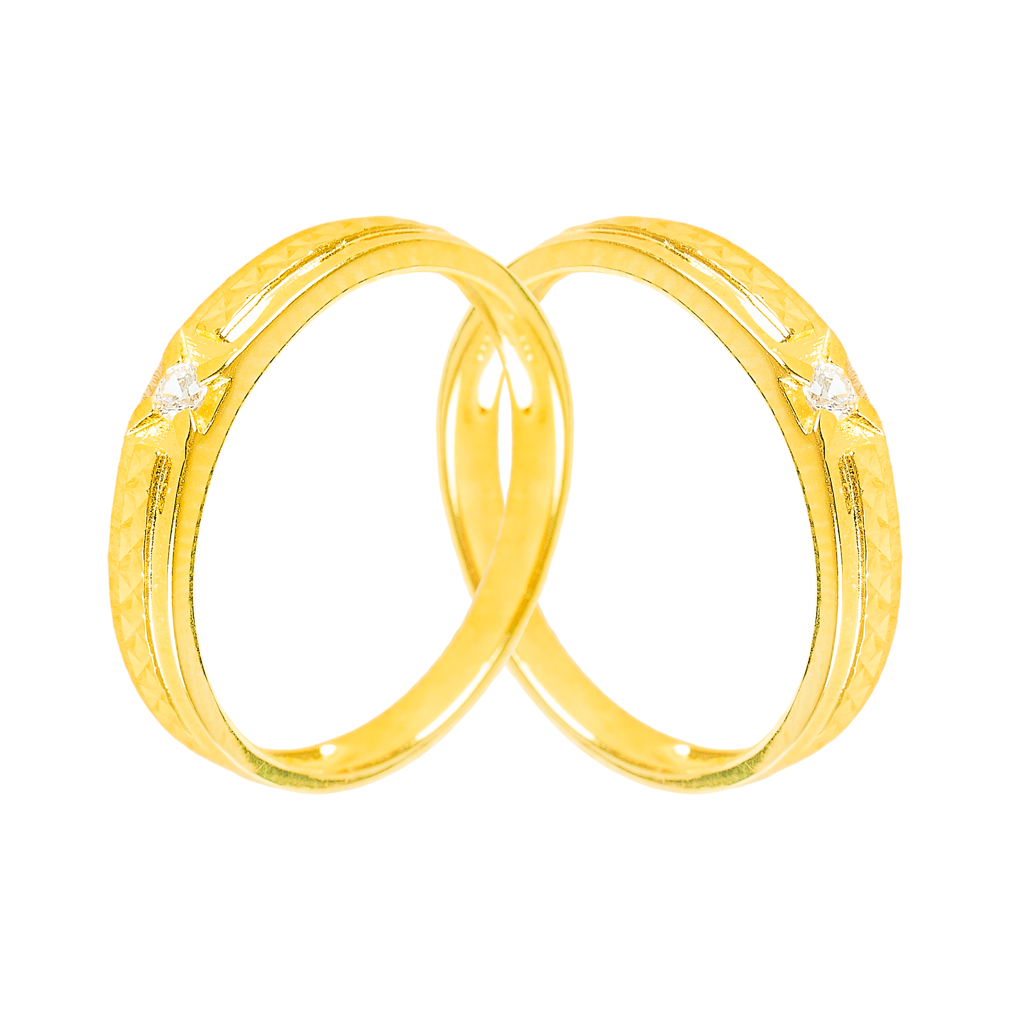 Cặp Nhẫn cưới vàng 61% (14K) đính CZ VNXM00V300022.090 - VNXM00V300021.150