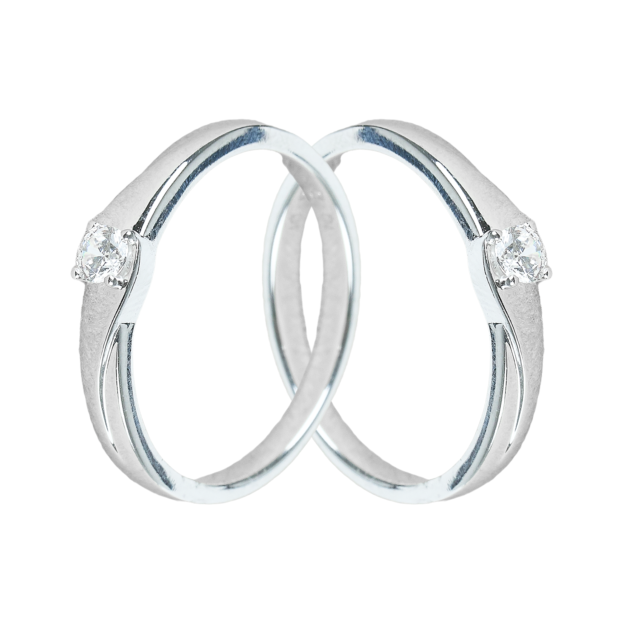 Cặp Nhẫn cưới vàng 75% (18K) đính CZ VNXM00T300004.190 - VNXM00T300004.140