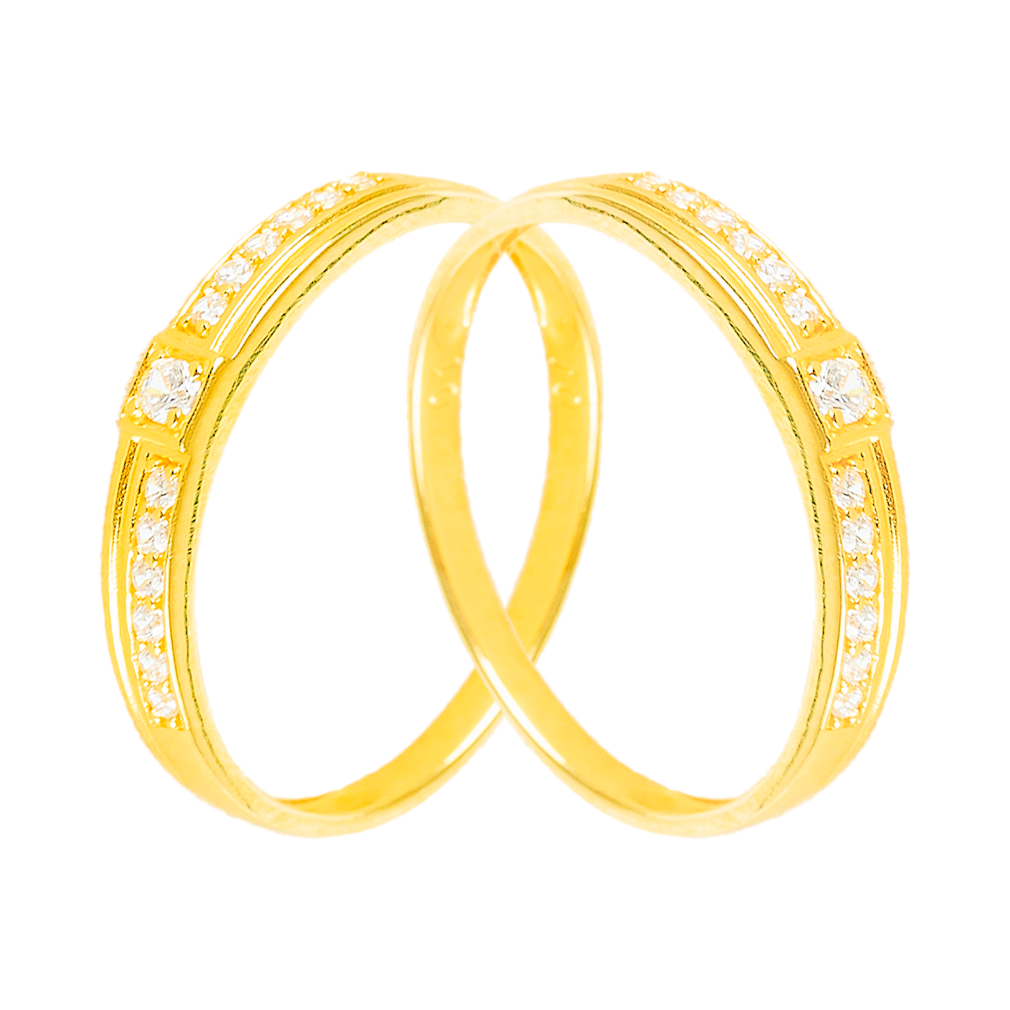 Cặp Nhẫn cưới vàng 61% (14K) đính CZ VNXM00300065.110 - VNXMXMV300039.180