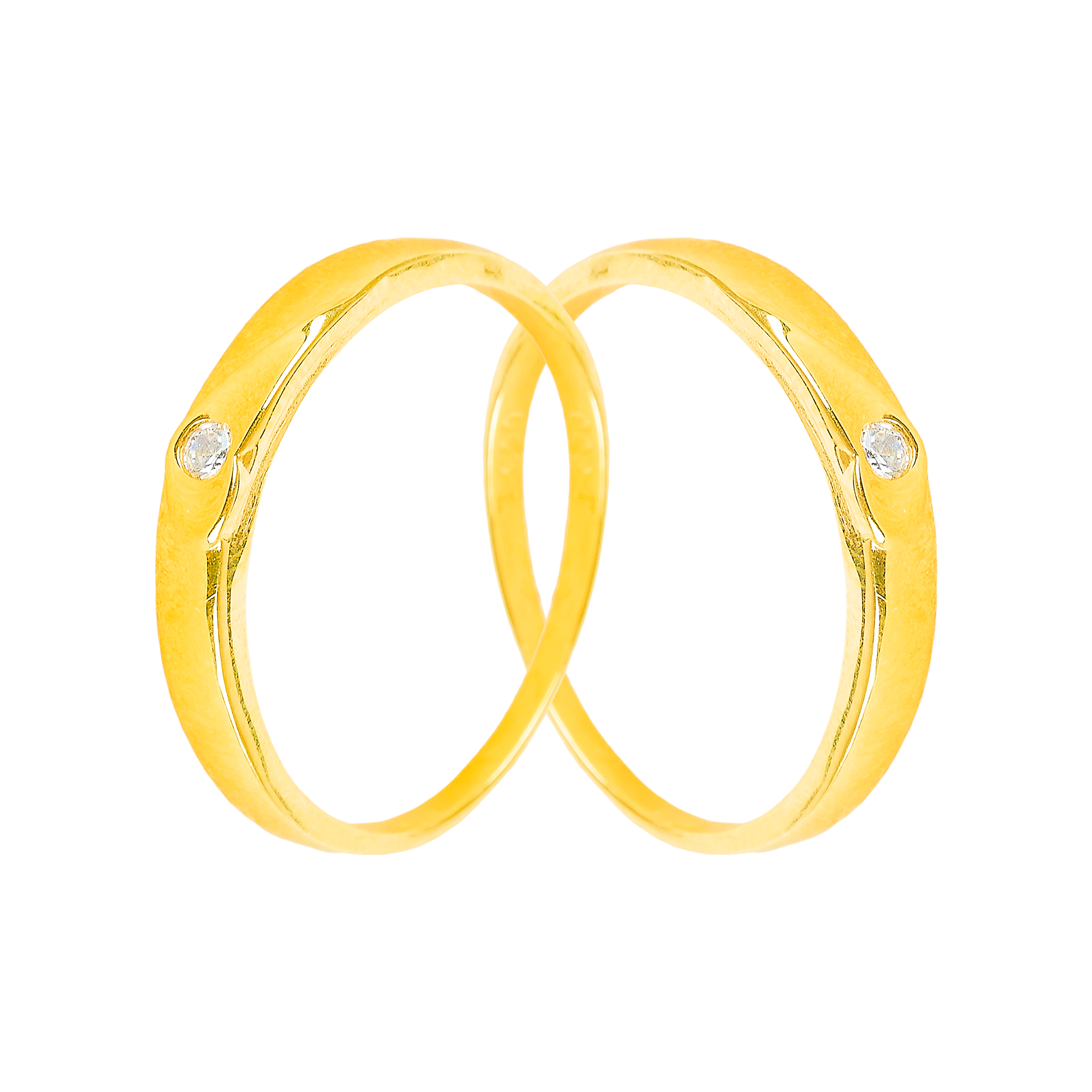 Cặp Nhẫn cưới vàng 61% (14K) đính CZ VNXM00V300005.190 - VNXM00V300006.100
