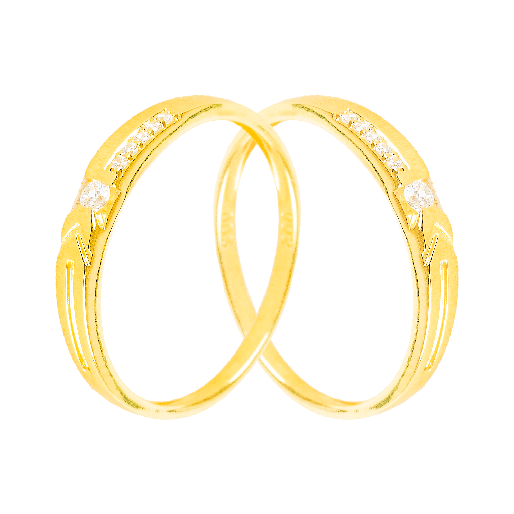 Cặp Nhẫn cưới vàng 61% (14K) đính CZ VNXMXMV300090.100 -VNXMXMV300091.170