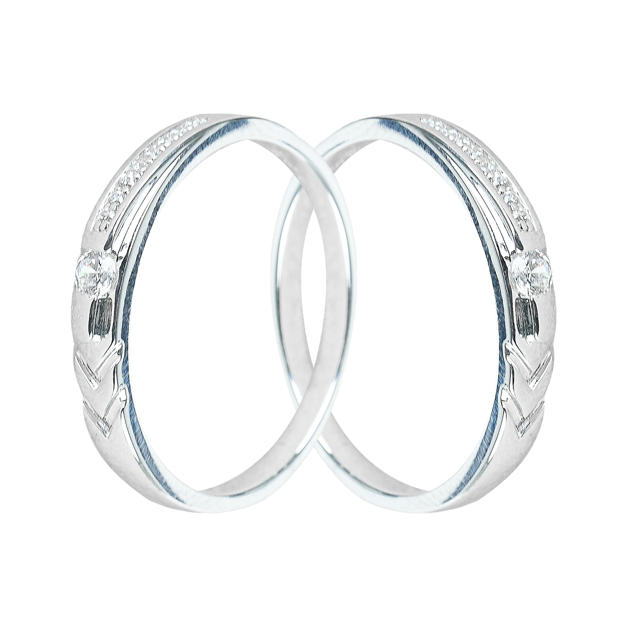 Cặp Nhẫn cưới vàng 75% (18K) đính CZ VNXMXMT00005.140 - VNXMXMT00005.190