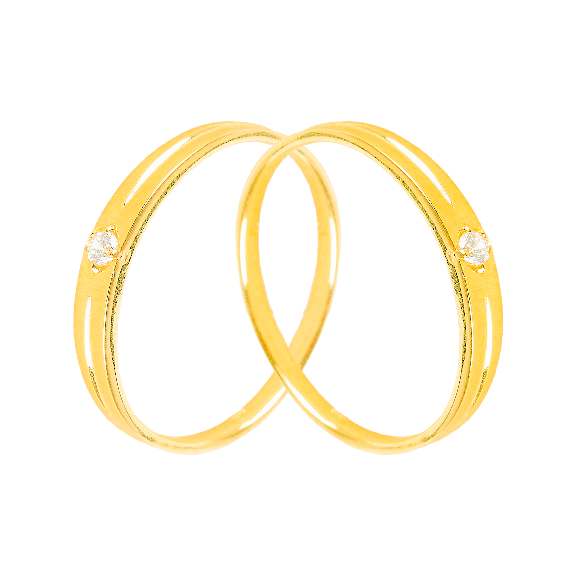 Cặp Nhẫn cưới vàng 61% (14K) đính CZ VNXM00V300035.180 - VNXM00V300036.130
