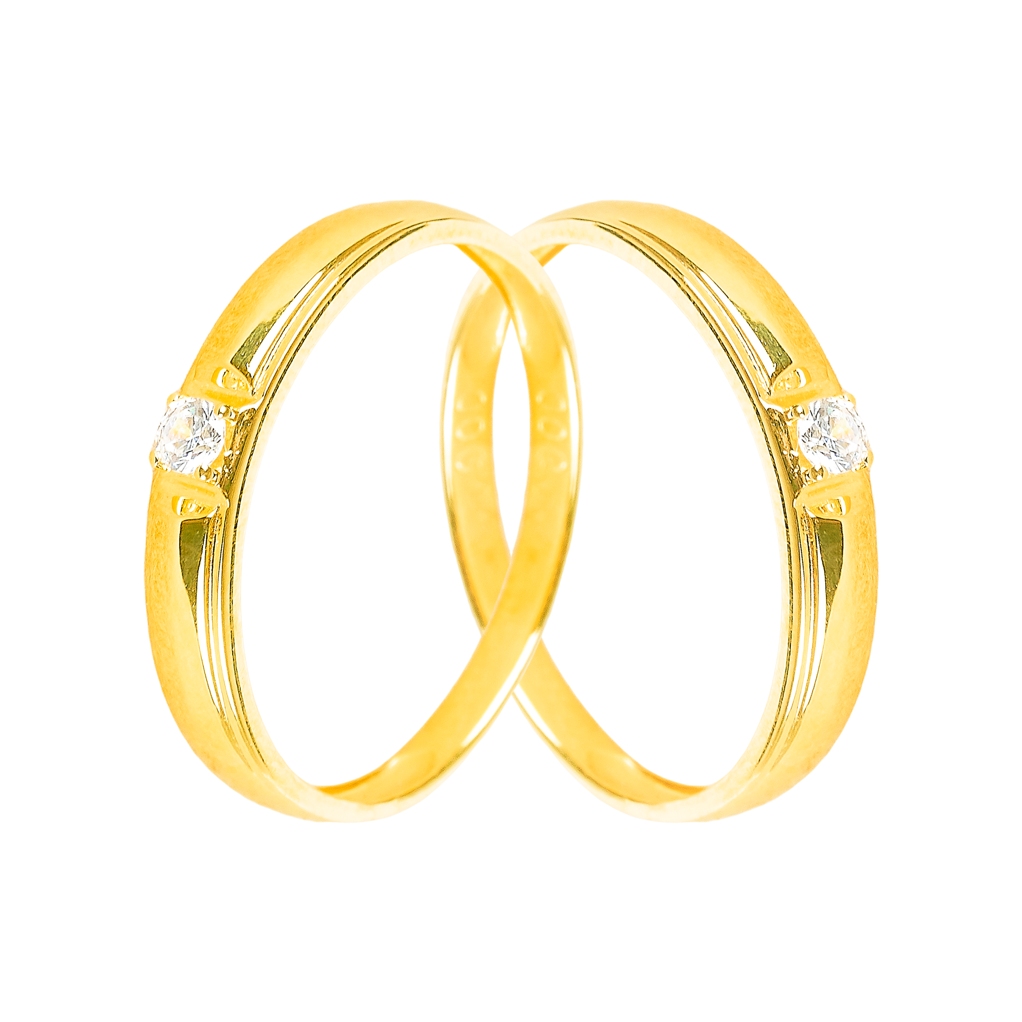 Cặp Nhẫn cưới vàng 61% (14K) đính CZ VNXM00V300002.100 - VNXM00V300001.180