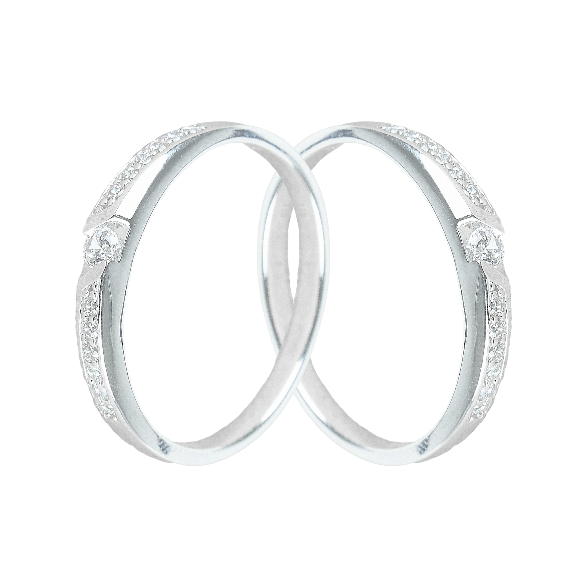 Cặp Nhẫn cưới vàng 75% (18K) đính CZ  VNXMXMT00007.090 - VNXMXMT00007.170