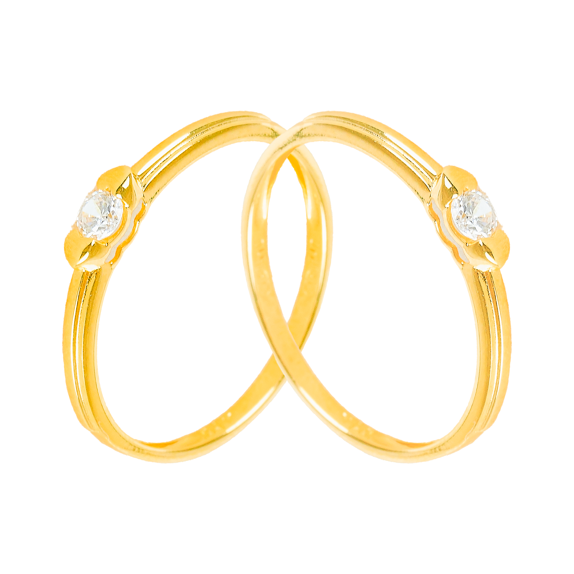 Cặp Nhẫn cưới vàng 61% (14K) đính CZ VNXM00V300049.120 - VNXM00V300050.180