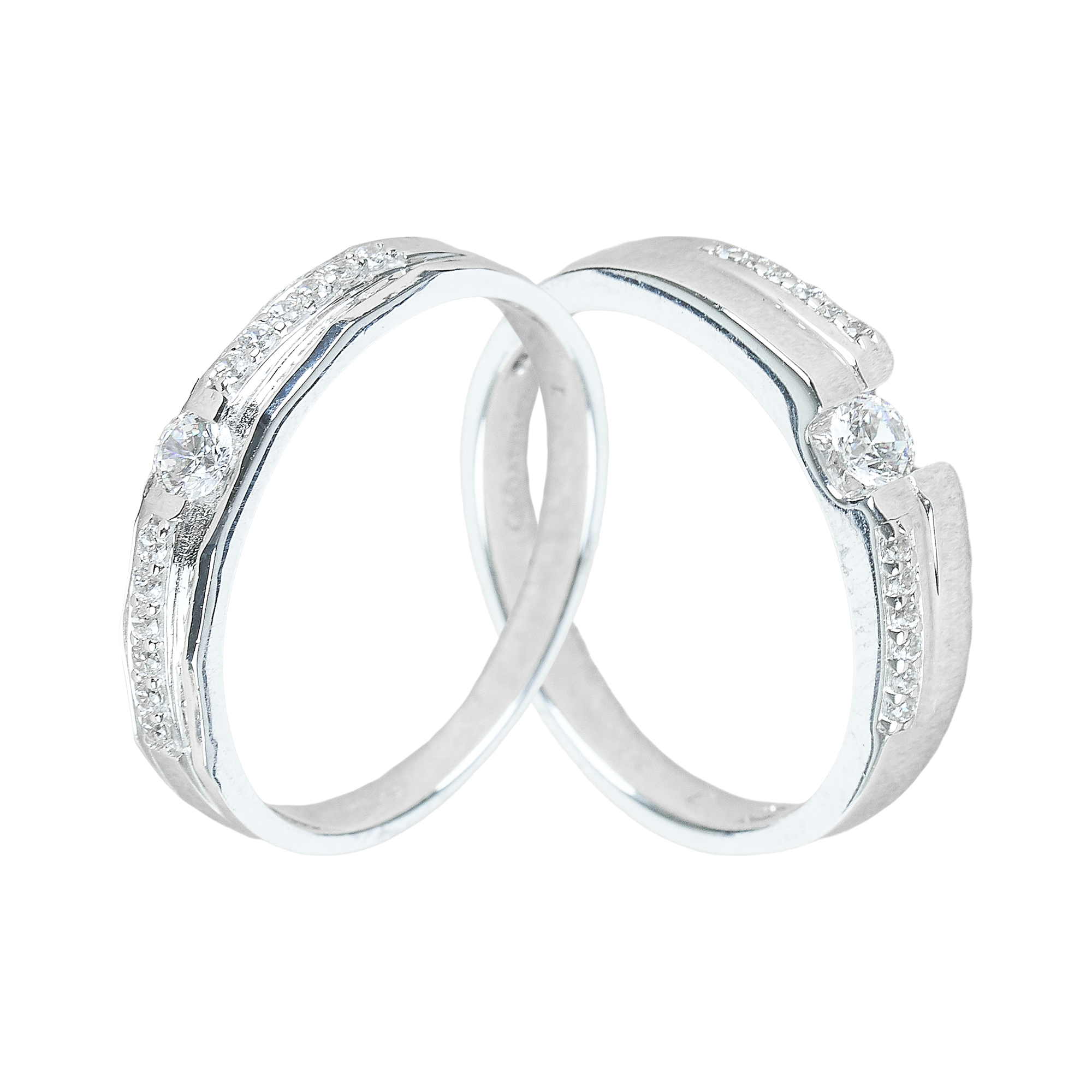 Cặp Nhẫn cưới vàng 75% (18K) đính CZ VNXMXMT00004.170 - VNXMXMT00006.120