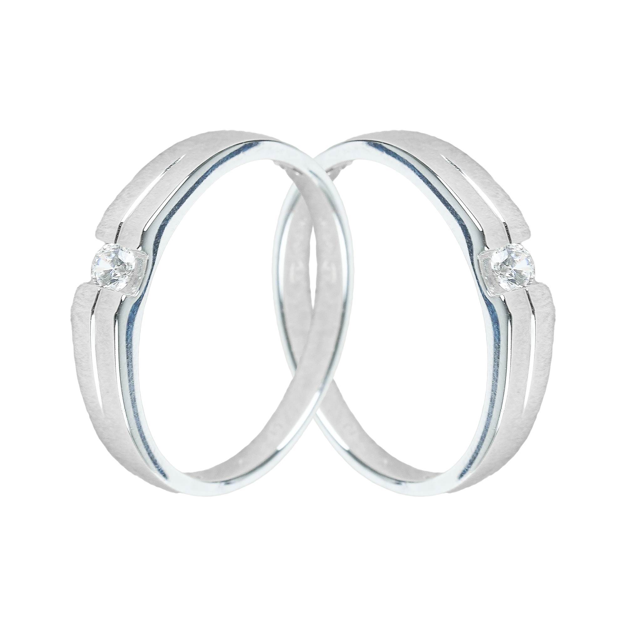 Cặp Nhẫn cưới vàng 75% (18K) đính CZ VNXMXMT300005.150 - VNXMXMT300005.210