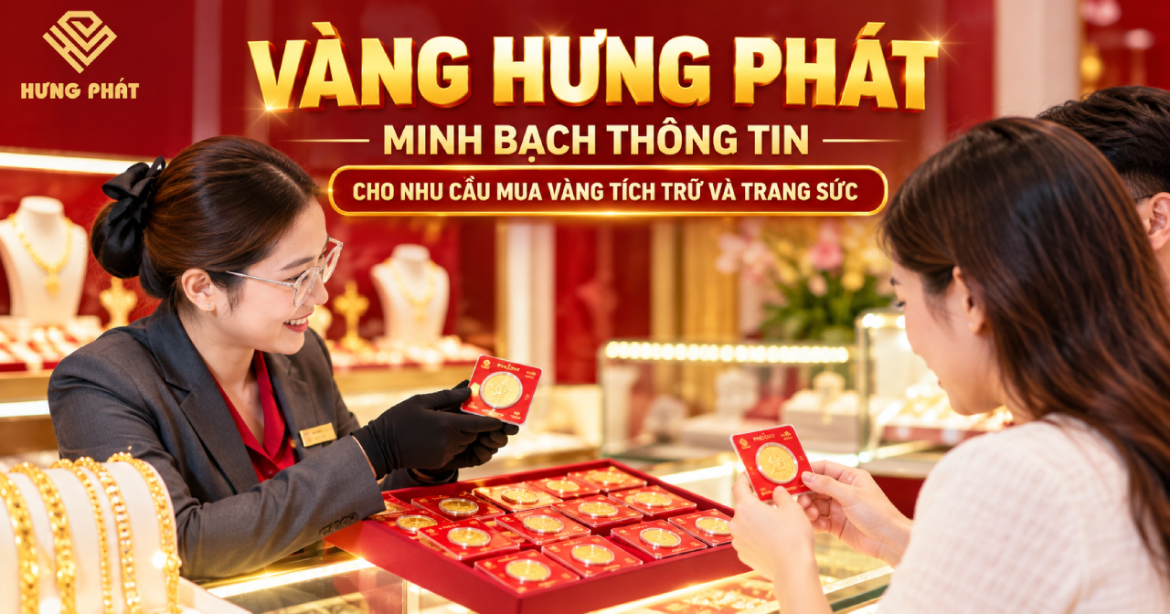 Vàng Hưng Phát - Minh bạch thông tin cho nhu cầu mua vàng tích trữ và trang sức