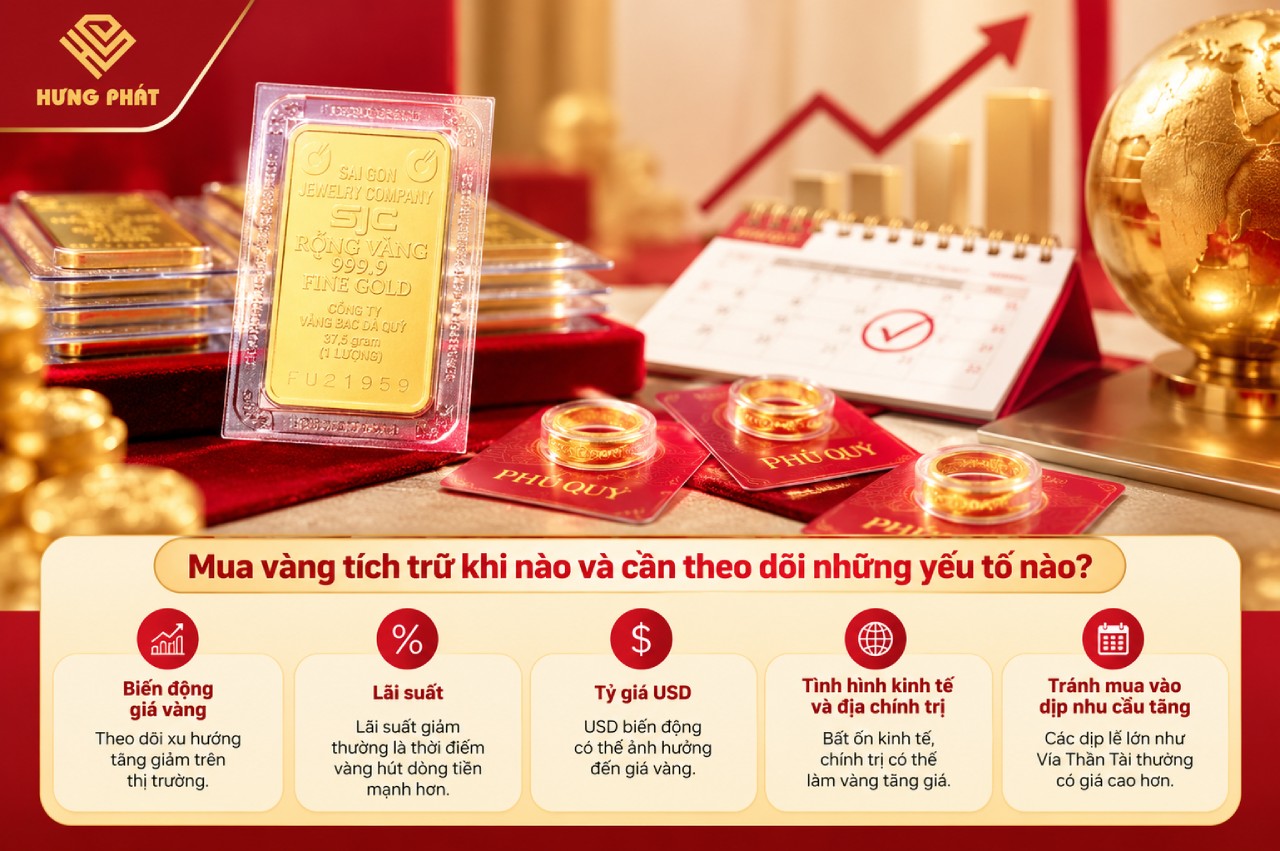 Mua vàng tích trữ khi nào và cần theo dõi những yếu tố nào
