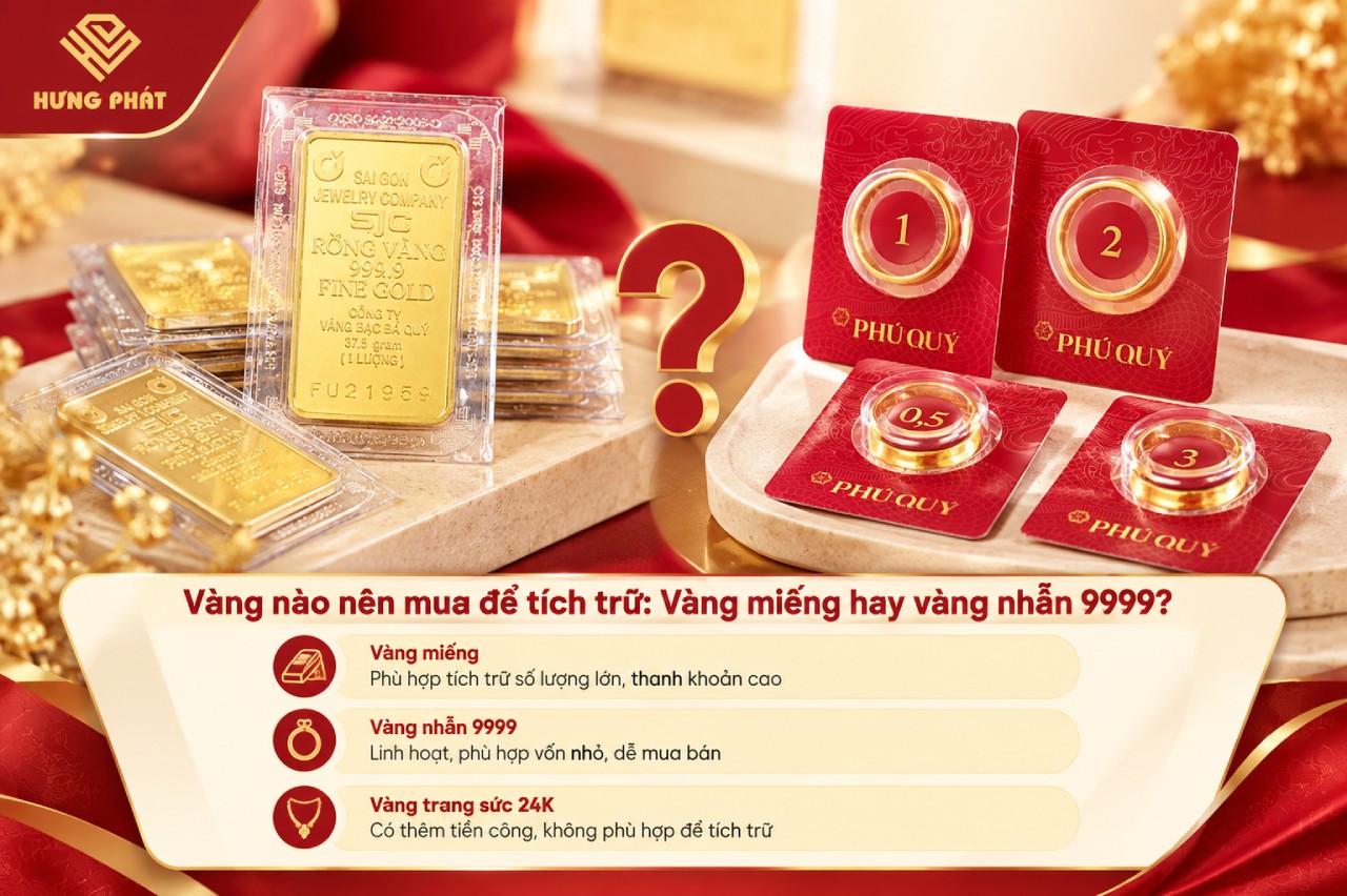 Vàng nào nên mua để tích trữ: Vàng miếng hay vàng nhẫn 9999