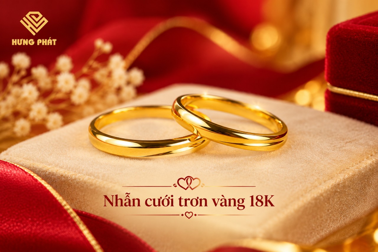Nhẫn cưới trơn vàng 18K