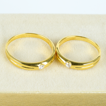 Cặp Nhẫn cưới vàng 61% (14K) đính CZ VNXM00V300045.200 - VNXN00V300046.140