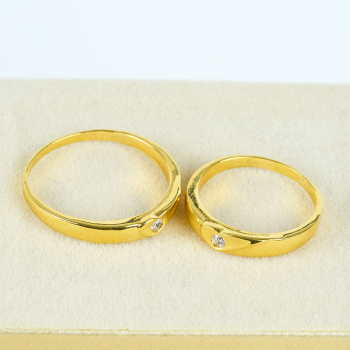 Cặp Nhẫn cưới vàng 61% (14K) đính CZ VNXM00V300005.190 - VNXM00V300006.100