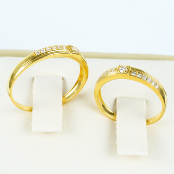 Cặp Nhẫn cưới vàng 61% (14K) đính CZ VNXM00300065.110 - VNXMXMV300039.180