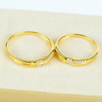 Cặp Nhẫn cưới vàng 61% (14K) đính CZ VNXMXMV300090.100 -VNXMXMV300091.170