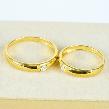 Cặp Nhẫn cưới vàng 61% (14K) đính CZ VNXM00V300002.100 - VNXM00V300001.180