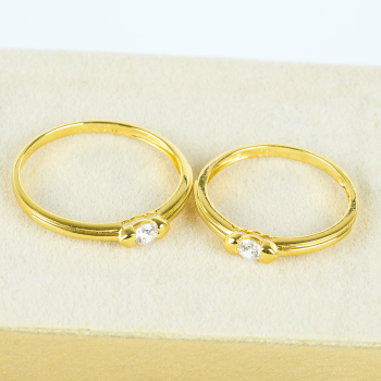 Cặp Nhẫn cưới vàng 61% (14K) đính CZ VNXM00V300049.120 - VNXM00V300050.180