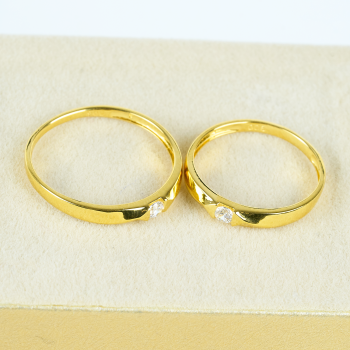 Cặp Nhẫn cưới vàng 61% (14K) đính CZ VNXM00V300047.110 - VNXM00V300048.170