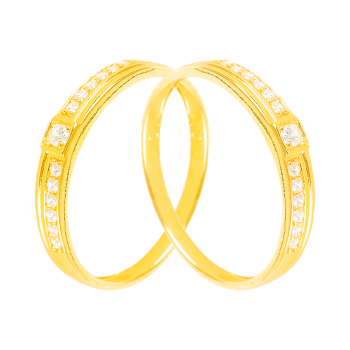 Cặp Nhẫn cưới vàng 61% (14K) đính CZ VNXM00300065.110 - VNXMXMV300039.180
