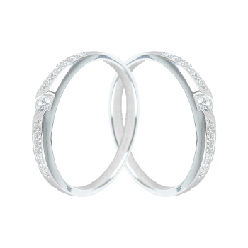 Cặp Nhẫn cưới vàng 75% (18K) đính CZ  VNXMXMT00007.090 - VNXMXMT00007.170