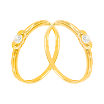 Cặp Nhẫn cưới vàng 61% (14K) đính CZ VNXM00V300049.120 - VNXM00V300050.180
